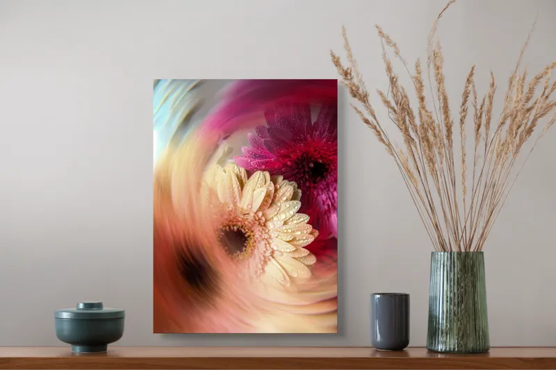 Tablou Canvas floral cu vortice în culori vibrante, 39 x 54 cm – poza 3