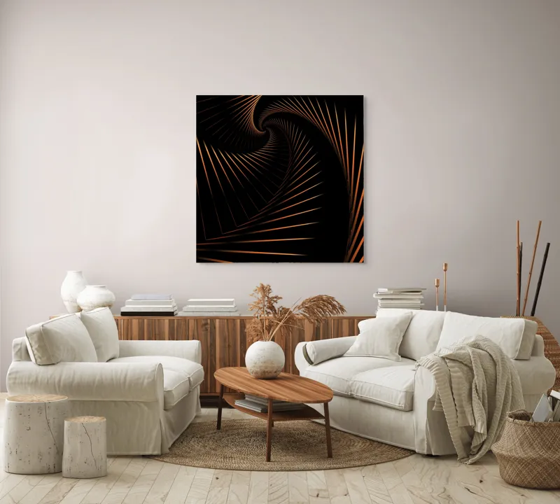 Tablou Canvas Abstract Spirale Geometrice Dinamică cu Contrast și Profunzime, 100 x 100 cm – poza 3