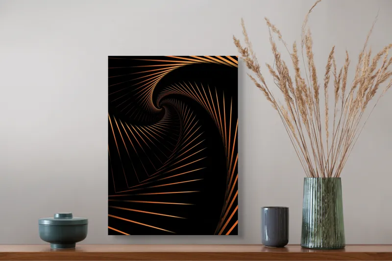 Tablou Canvas Abstract Spirale Geometrice Dinamică cu Contrast și Profunzime, 39 x 54 cm – poza 3