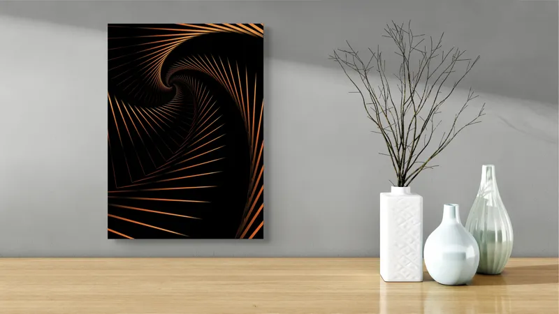 Tablou Canvas Abstract Spirale Geometrice Dinamică cu Contrast și Profunzime, 39 x 54 cm – poza 4