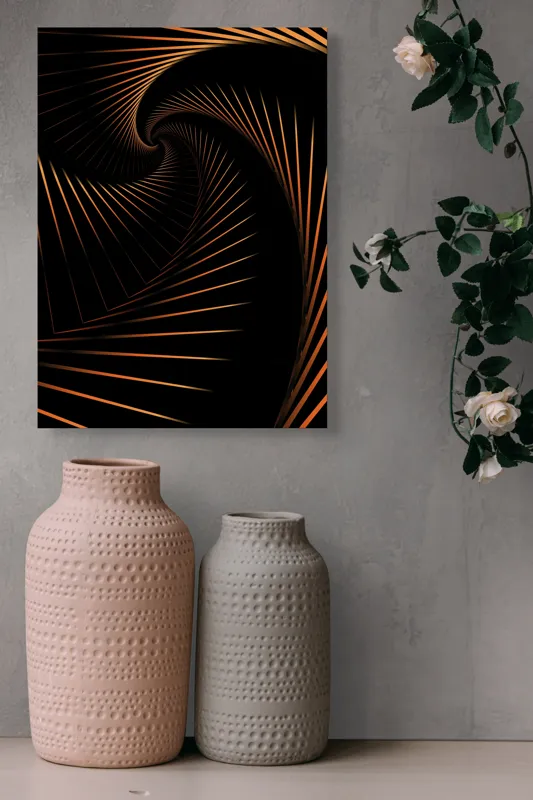 Tablou Canvas Abstract Spirale Geometrice Dinamică cu Contrast și Profunzime, 39 x 54 cm – poza 6
