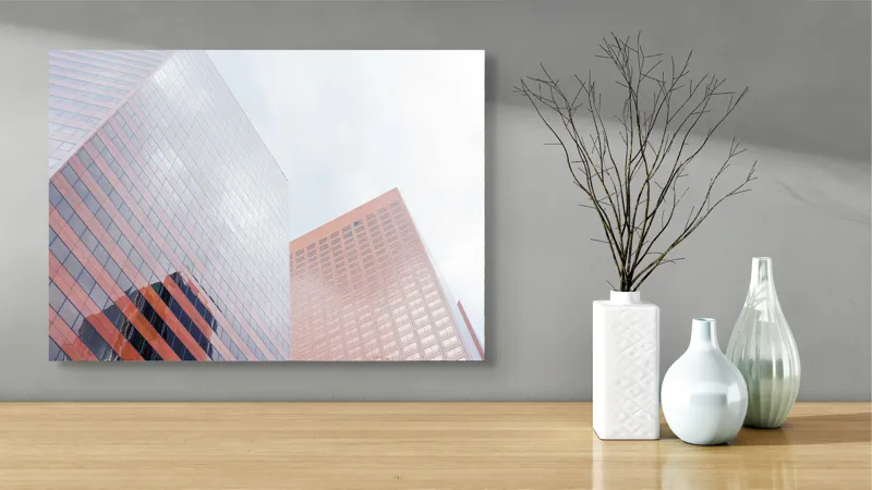 Tablou Canvas Modern cu Clădiri și Reflecții, 70 x 50 cm