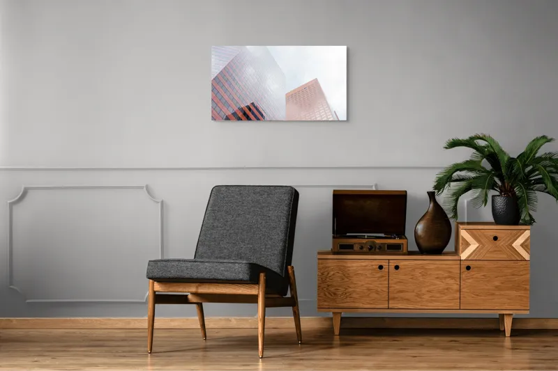 Tablou Canvas Modern cu Clădiri și Reflecții, 90 x 50 cm – poza 6