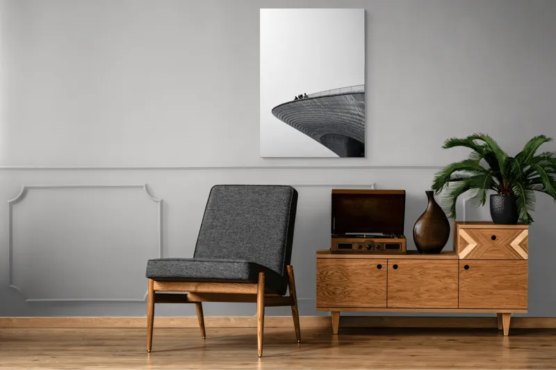 Tablou Canvas Arhitectură Minimalism Contrast Curbe Siluete Design Modernitate, 70 x 100 cm – poza 6