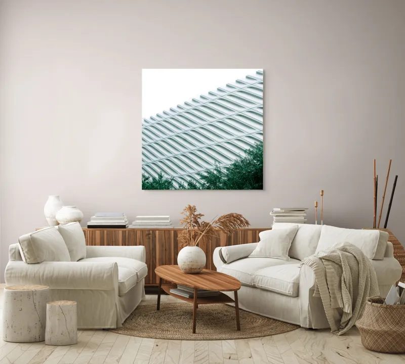 Tablou Canvas Arhitectură Modernă Geometrică Verde, 100 x 100 cm – poza 3