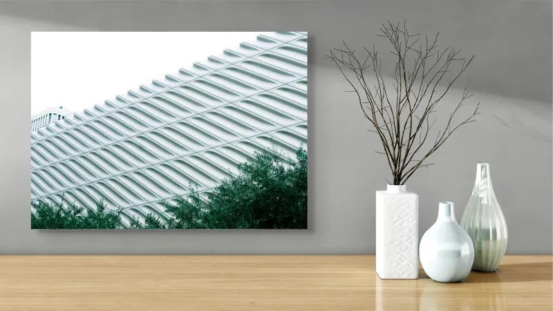 Tablou Canvas Arhitectură Modernă Geometrică Verde, 70 x 50 cm – poza 3