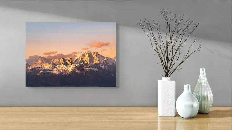 Tablou Canvas Munți și Apus - Frumusețea Naturii în Culori Aurii, 54 x 39 cm – poza 3