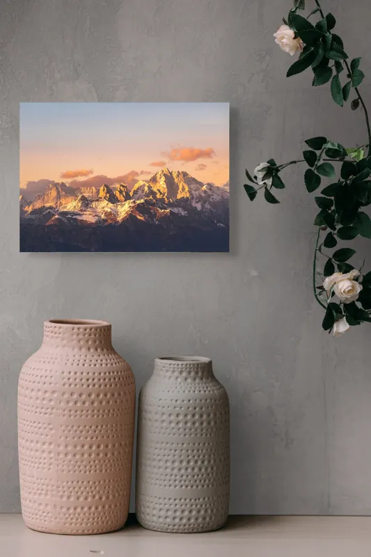 Tablou Canvas Munți și Apus - Frumusețea Naturii în Culori Aurii, 54 x 39 cm – poza 8
