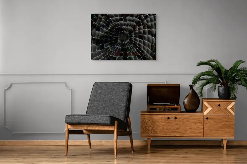 Tablou Canvas Spirale Irizații Geometrie Textură Întunecat, 100 x 70 cm – poza 8