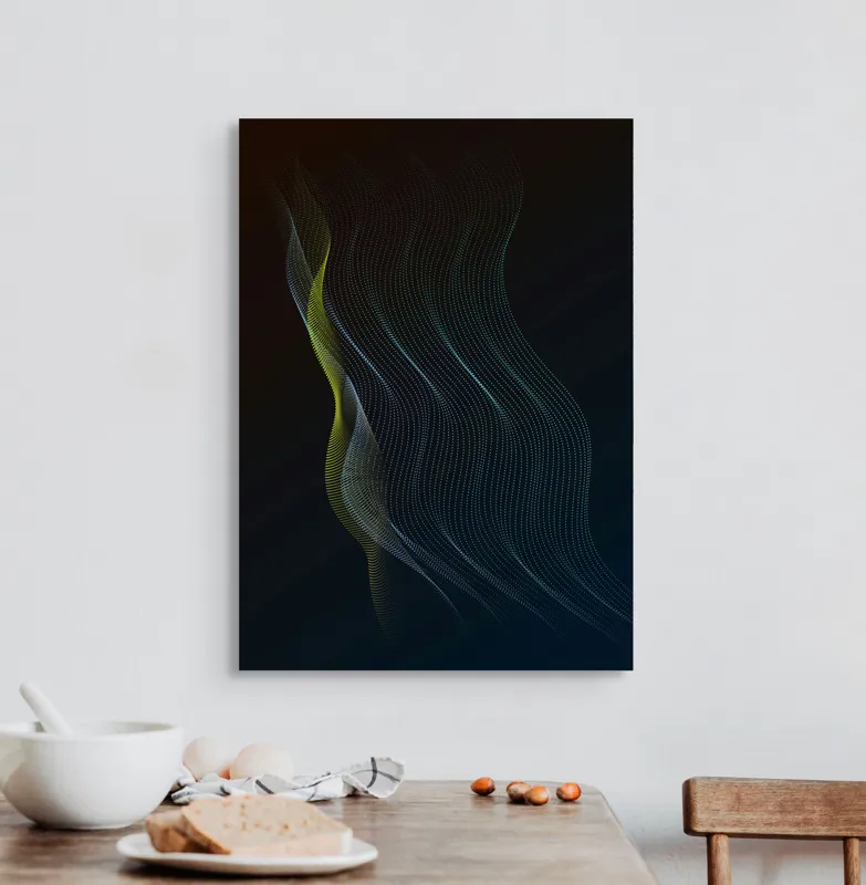 Tablou Canvas, "Fluxul curbelor luminoase elegante", Ondulare, Lumină, Ritm, Curbe, Abstracție, Flux, Eleganță, Dinamism, 50 x 70 cm – poza 3