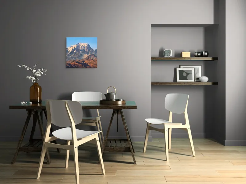 Tablou Canvas, "Măreția Munților Înzăpeziți la Apus", Munte, Zapadă, Vârf, Creste, Cer, Albastru, Stâncos, Majestic, Peisaj, Natura, 50 x 50 cm – poza 8