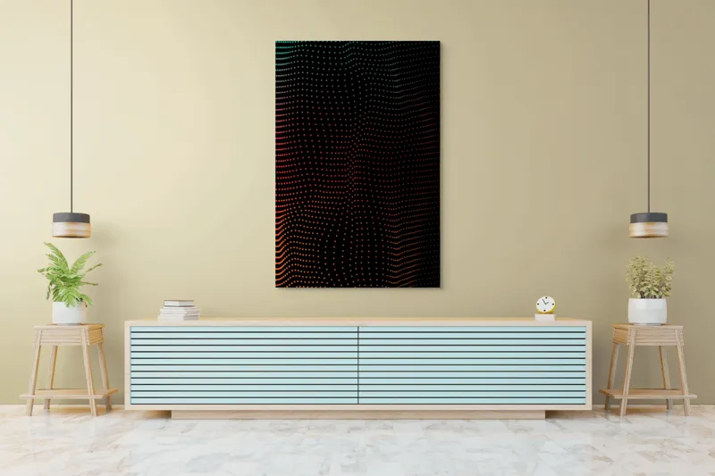 Tablou Canvas Abstract Dinamic cu Puncte Luminoase pe Fundal Întunecat, 100 x 150 cm – poza 4