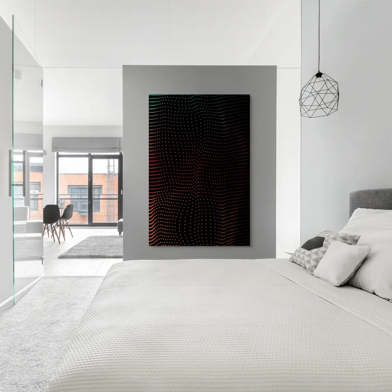 Tablou Canvas Abstract Dinamic cu Puncte Luminoase pe Fundal Întunecat, 100 x 150 cm – poza 5
