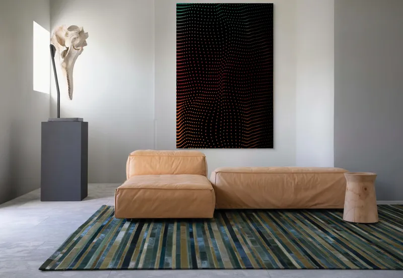 Tablou Canvas Abstract Dinamic cu Puncte Luminoase pe Fundal Întunecat, 100 x 150 cm – poza 7