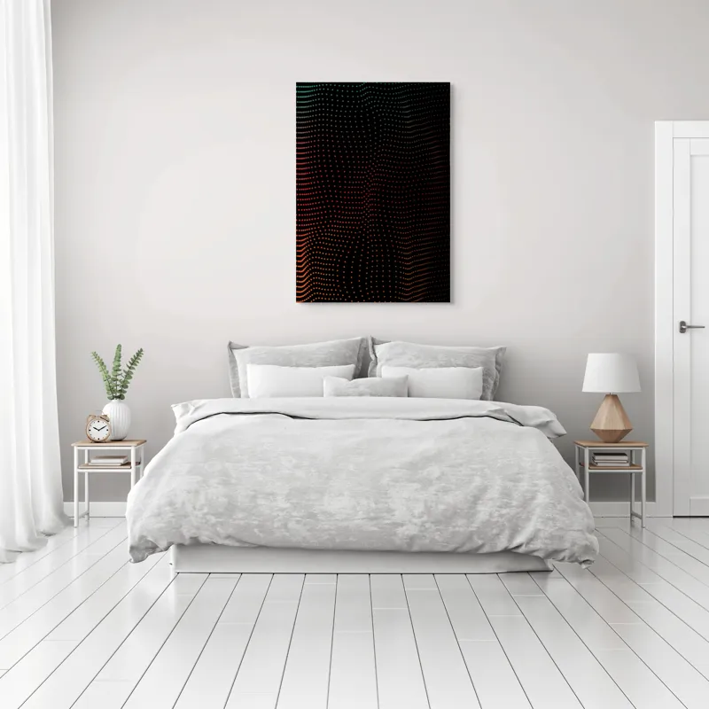 Tablou Canvas Abstract Dinamic cu Puncte Luminoase pe Fundal Întunecat, 70 x 100 cm – poza 3