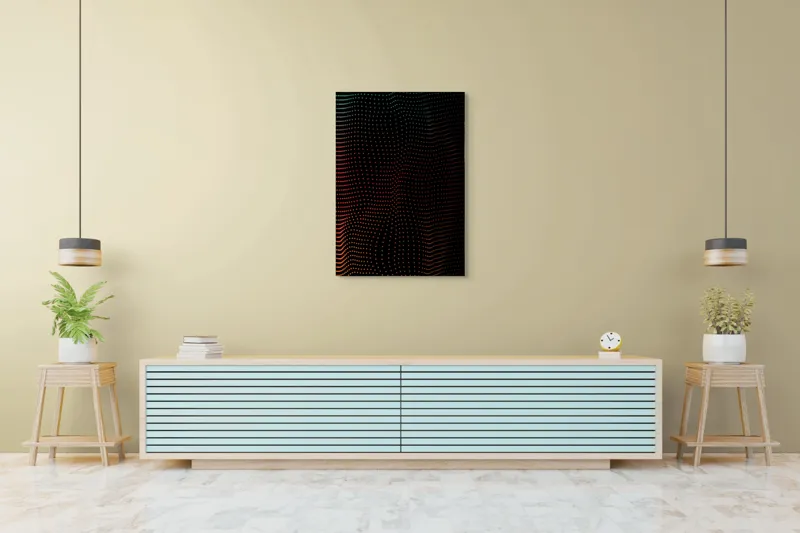 Tablou Canvas Abstract Dinamic cu Puncte Luminoase pe Fundal Întunecat, 70 x 100 cm – poza 5