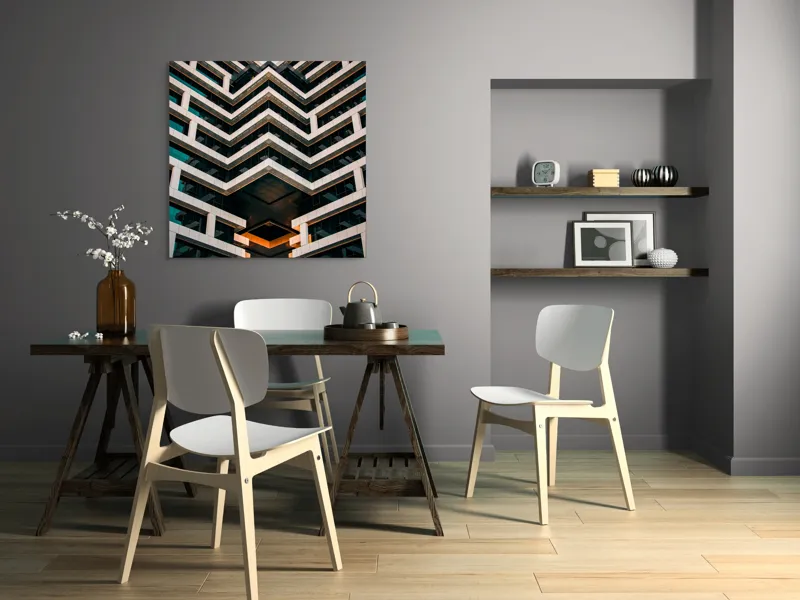Tablou Canvas Geometrie și Reflexii Aurii - Design Futuristic pentru Spații Inte, 100 x 100 cm – poza 6