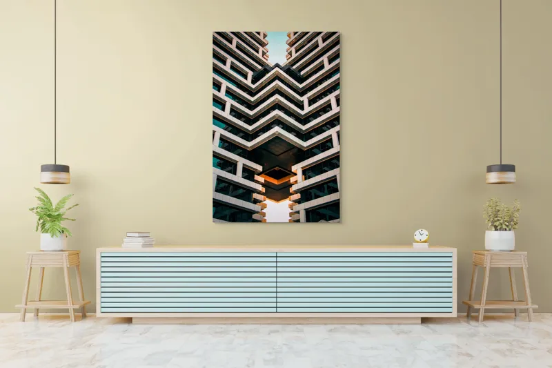 Tablou Canvas Geometrie și Reflexii Aurii - Design Futuristic pentru Spații Inte, 100 x 150 cm – poza 4