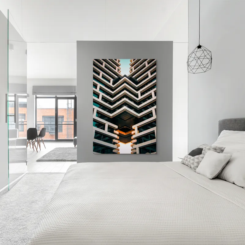 Tablou Canvas Geometrie și Reflexii Aurii - Design Futuristic pentru Spații Inte, 100 x 150 cm – poza 5