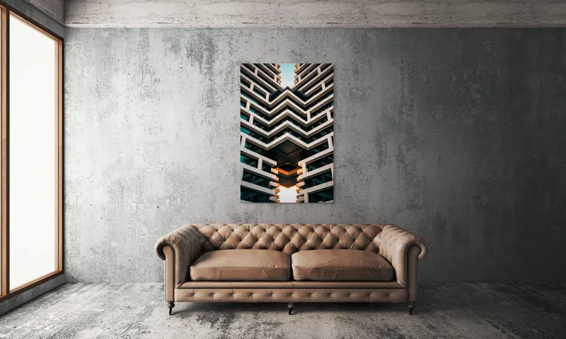 Tablou Canvas Geometrie și Reflexii Aurii - Design Futuristic pentru Spații Inte, 100 x 150 cm – poza 6