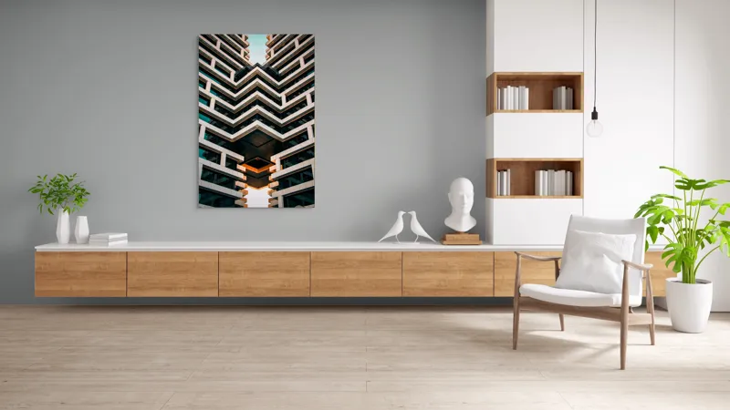 Tablou Canvas Geometrie și Reflexii Aurii - Design Futuristic pentru Spații Inte, 100 x 150 cm – poza 8