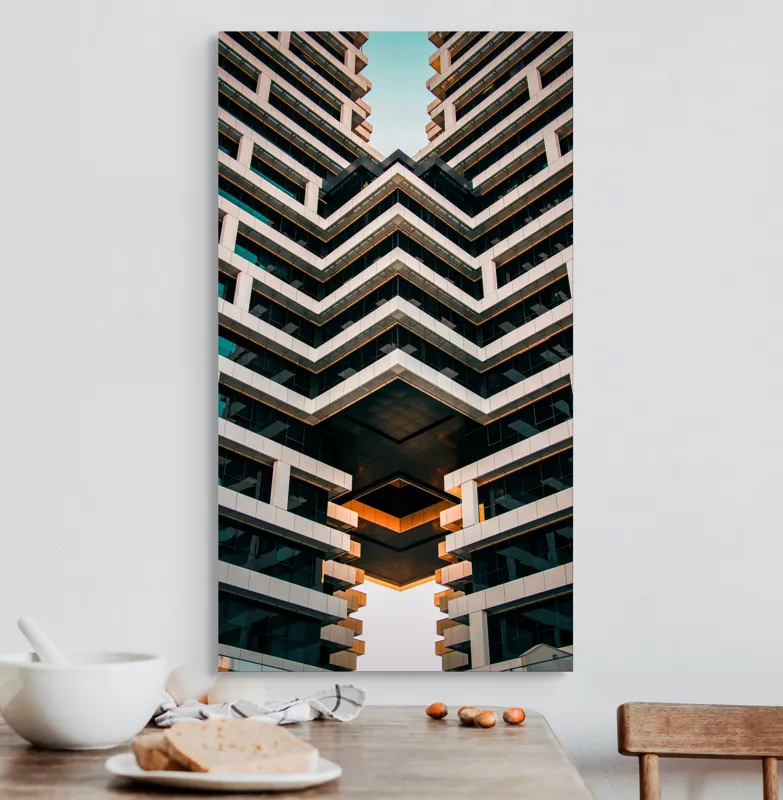 Tablou Canvas Geometrie și Reflexii Aurii - Design Futuristic pentru Spații Inte, 50 x 90 cm – poza 3