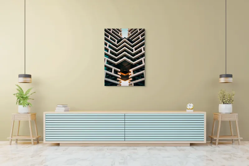 Tablou Canvas Geometrie și Reflexii Aurii - Design Futuristic pentru Spații Inte, 70 x 100 cm – poza 5