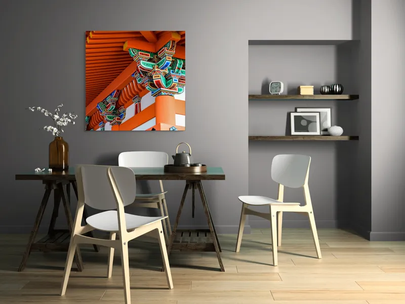 Tablou Canvas Armonia Culorilor în Arhitectură Tradițională, 100 x 100 cm – poza 6
