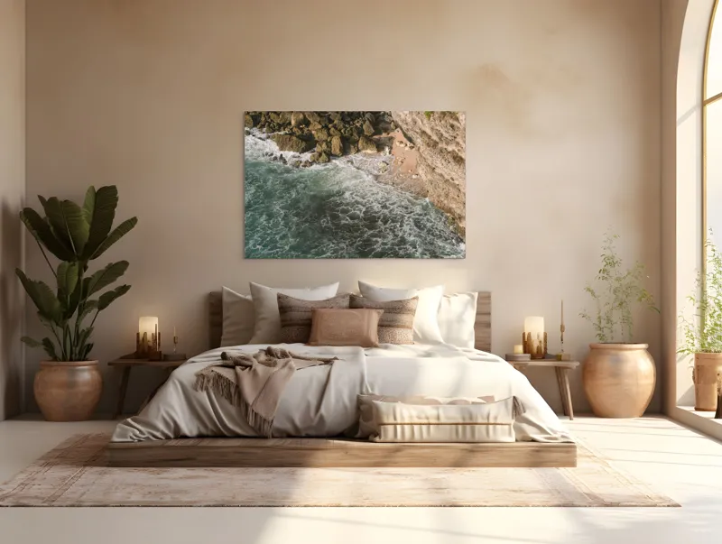 Tablou Canvas Valurile Timpului Îmbrăţişând Stâncile, 150 x 100 cm – poza 4