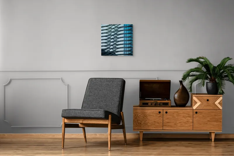Tablou Canvas Unduirile timpului pe fațada sticlei, 50 x 50 cm – poza 6