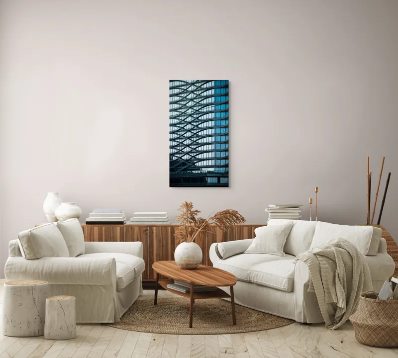 Tablou Canvas Unduirile timpului pe fațada sticlei, 50 x 90 cm – poza 7
