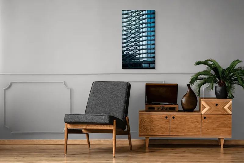 Tablou Canvas Unduirile timpului pe fațada sticlei, 50 x 90 cm – poza 8