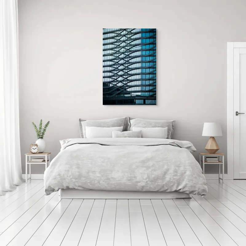 Tablou Canvas Unduirile timpului pe fațada sticlei, 70 x 100 cm – poza 3