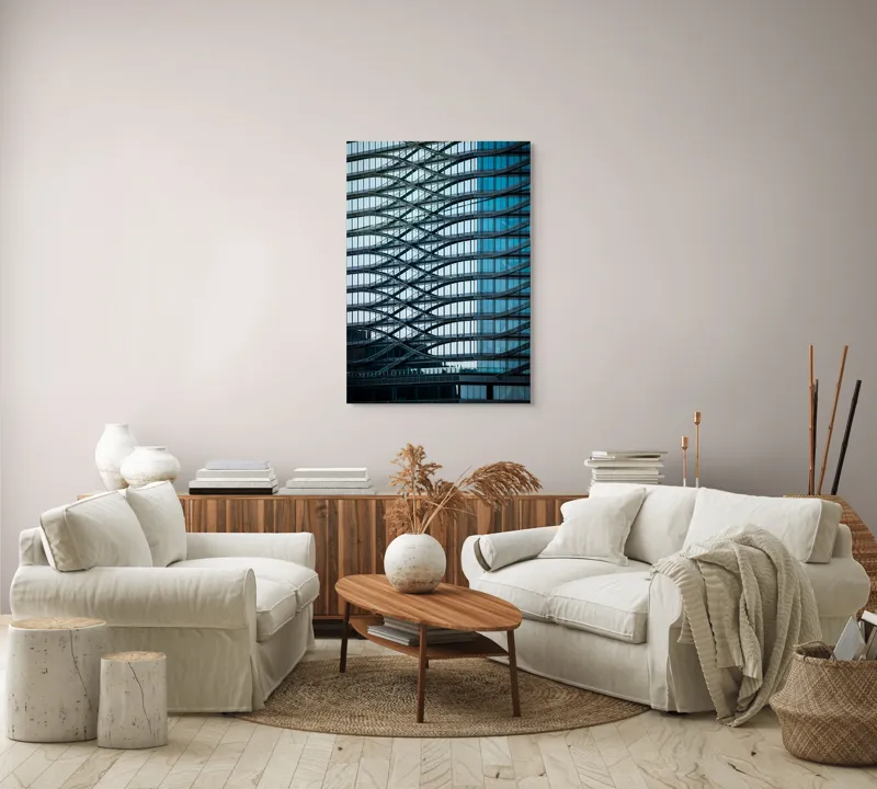 Tablou Canvas Unduirile timpului pe fațada sticlei, 70 x 100 cm – poza 4