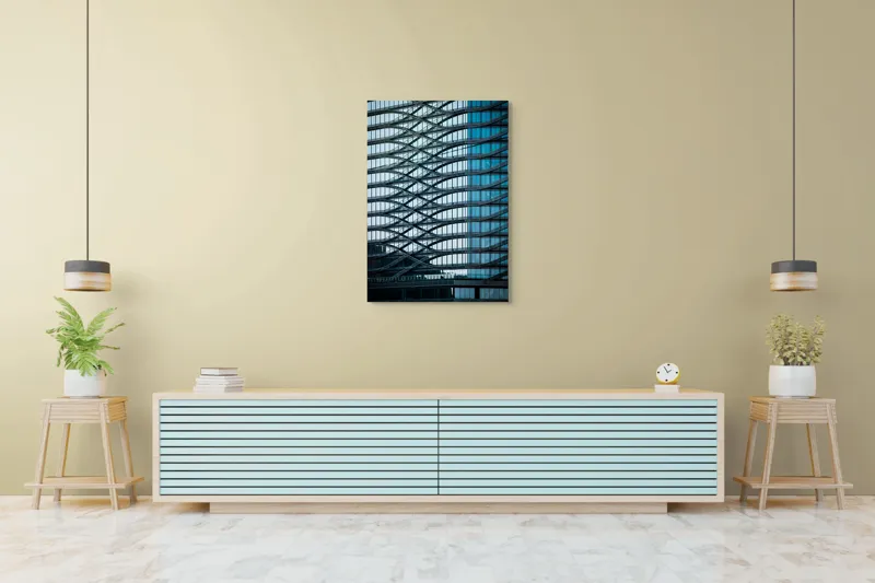 Tablou Canvas Unduirile timpului pe fațada sticlei, 70 x 100 cm – poza 5