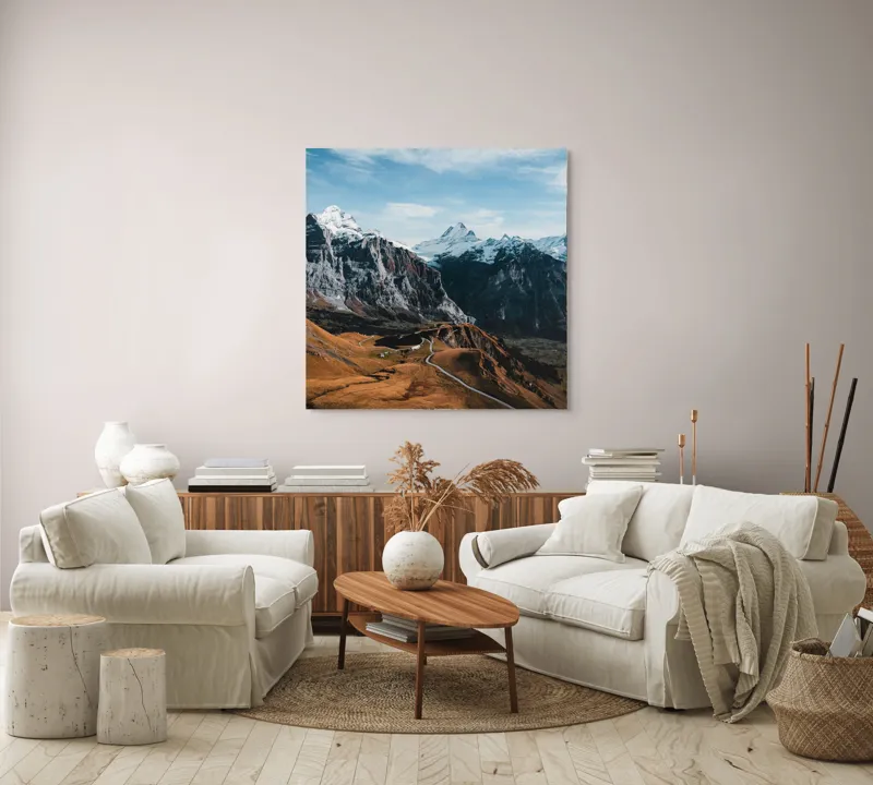 Tablou Canvas Peisaj Montan Multicolor, 100 x 100 cm – poza 3