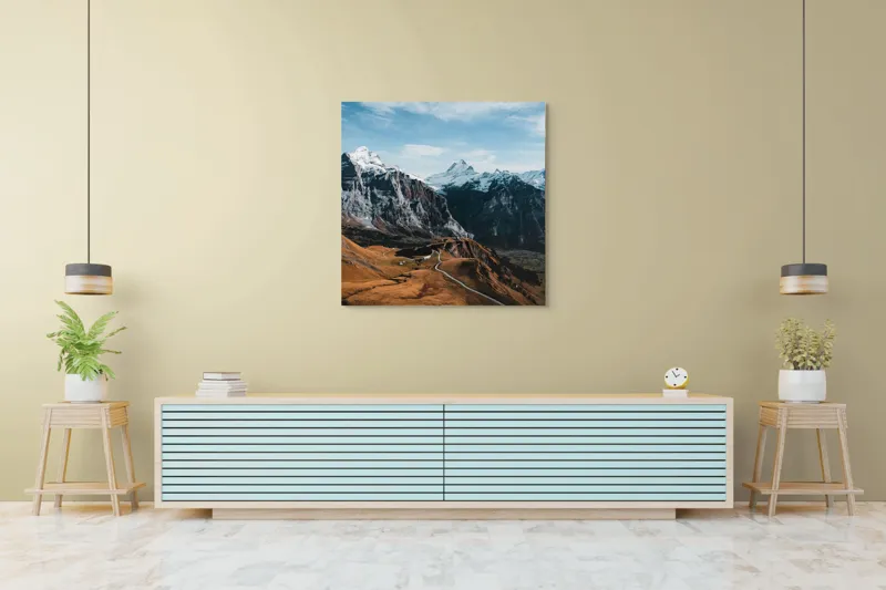 Tablou Canvas Peisaj Montan Multicolor, 100 x 100 cm – poza 5