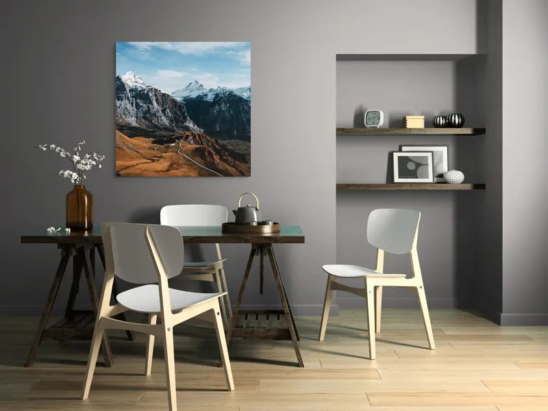 Tablou Canvas Peisaj Montan Multicolor, 100 x 100 cm – poza 6