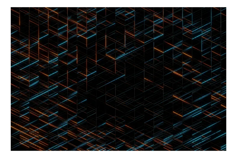 Tablou Canvas Rețea de linii luminoase abstracte geometrie neon reflexii, 100 x 70 cm