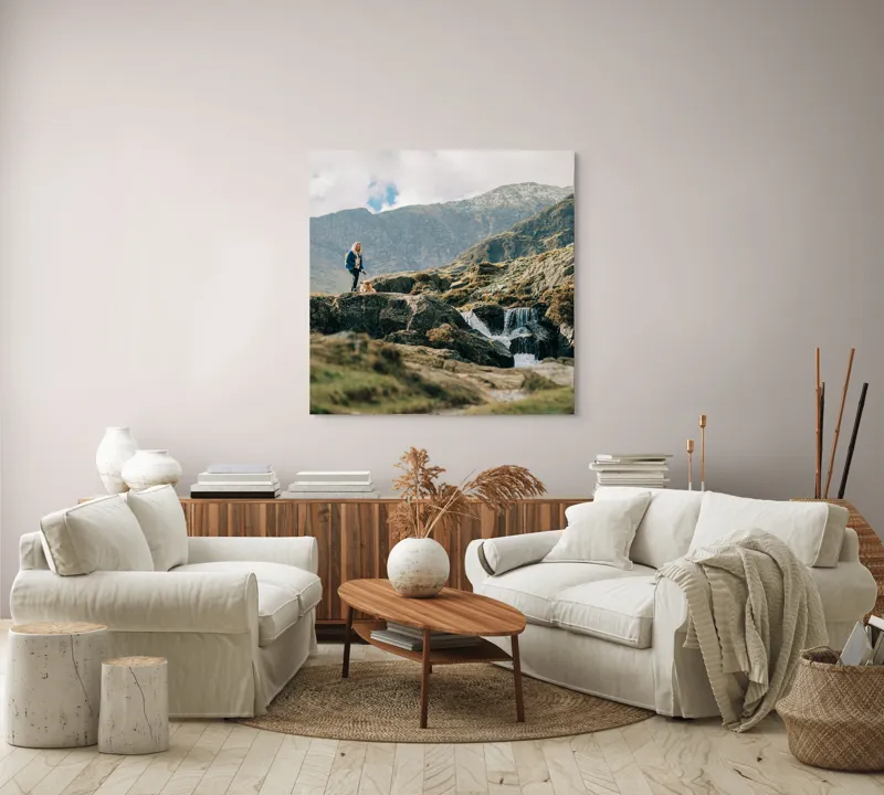 Tablou Canvas, "Drumeție pe stâncile înalte", 100 x 100 cm – poza 3