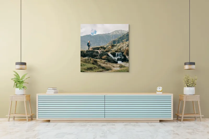 Tablou Canvas, "Drumeție pe stâncile înalte", 100 x 100 cm – poza 5