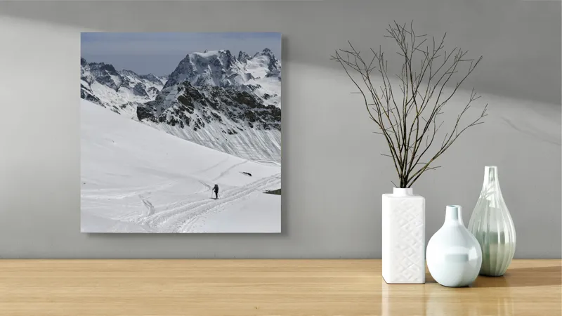 Tablou Canvas Peisaj Iarnă Munți Zăpadă Natură Creste, 50 x 50 cm – poza 3