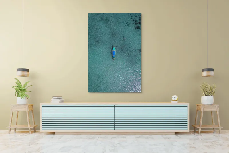 Tablou Canvas Barcă pe Ocean Liniștit Serenity Solitude, 100 x 150 cm – poza 4