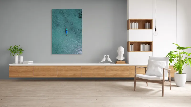 Tablou Canvas Barcă pe Ocean Liniștit Serenity Solitude, 100 x 150 cm – poza 8