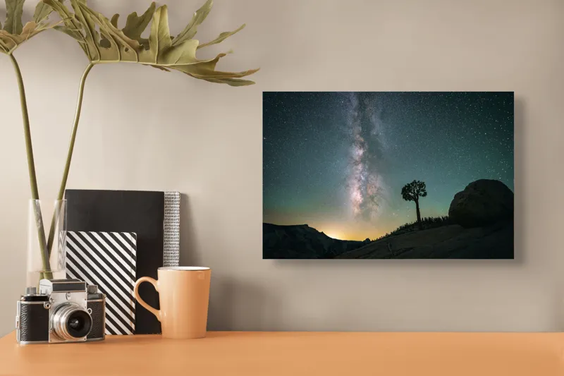 Tablou Canvas Peisaj Montan Galaxie Noapte Natură Univers, 39 x 26 cm – poza 3