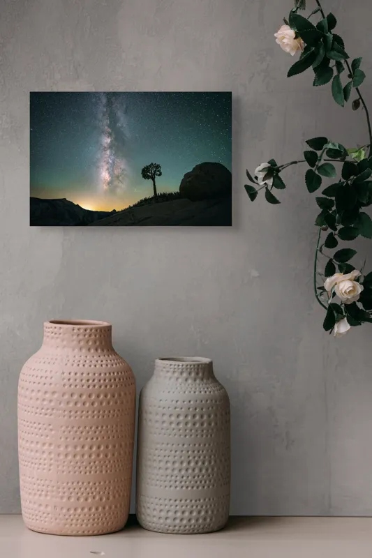 Tablou Canvas Peisaj Montan Galaxie Noapte Natură Univers, 39 x 26 cm – poza 4