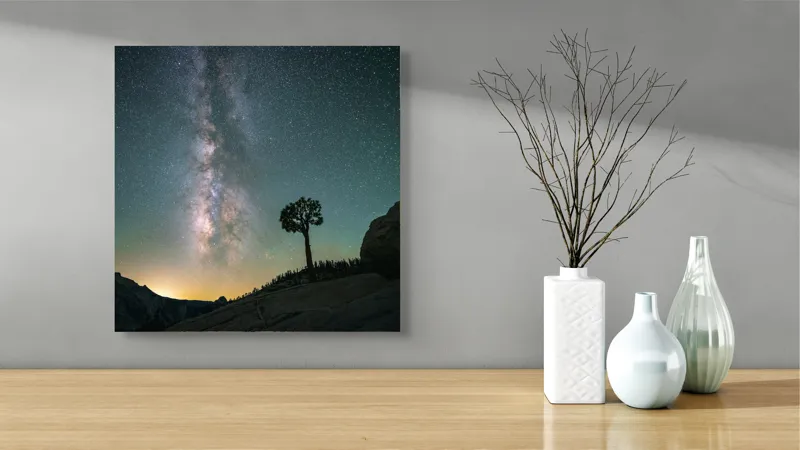 Tablou Canvas Peisaj Montan Galaxie Noapte Natură Univers, 50 x 50 cm – poza 3