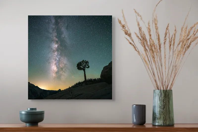 Tablou Canvas Peisaj Montan Galaxie Noapte Natură Univers, 50 x 50 cm – poza 4