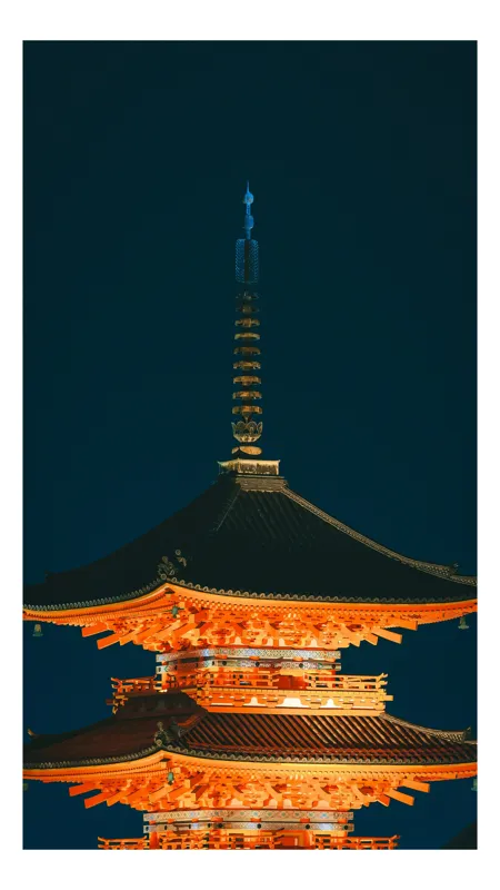 Tablou Canvas Pagodă Japoneză Iluminată Noapte Arhitectură Tradiție, 100 x 100 cm