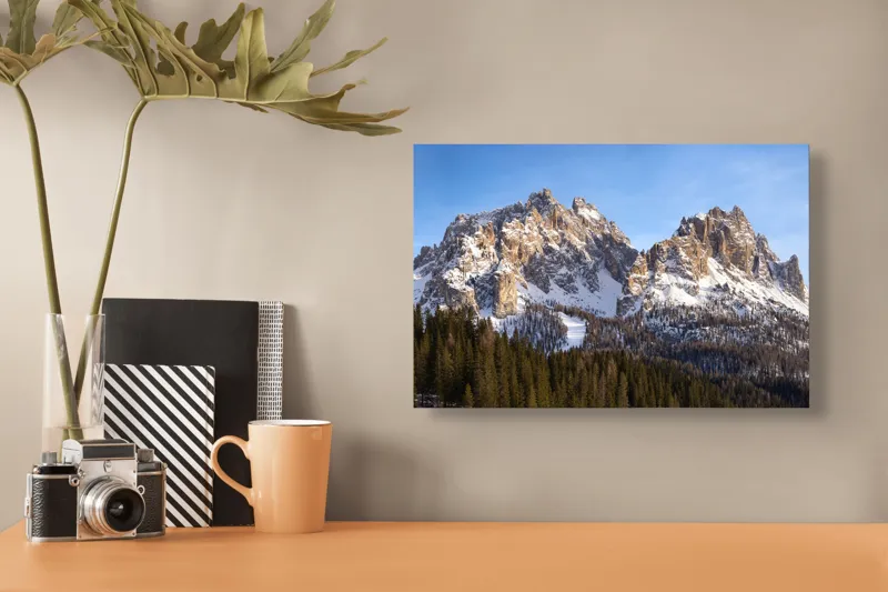 Tablou Canvas Vârfuri Majestuoase în Lumina Aurora, 39 x 26 cm – poza 3
